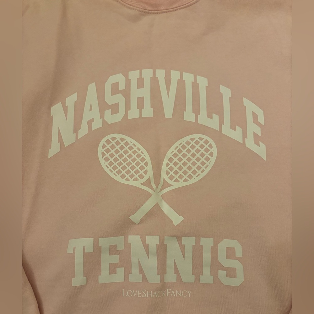LoveShackFancy Pink Nashville Tennis Sweatshirt - Picture 2 of 3